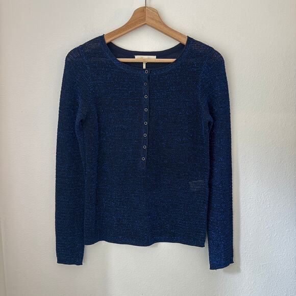 Maje Myrtille Metallic Henley Lurex Jumper Sweater Sz Small - Picture 1 of 5